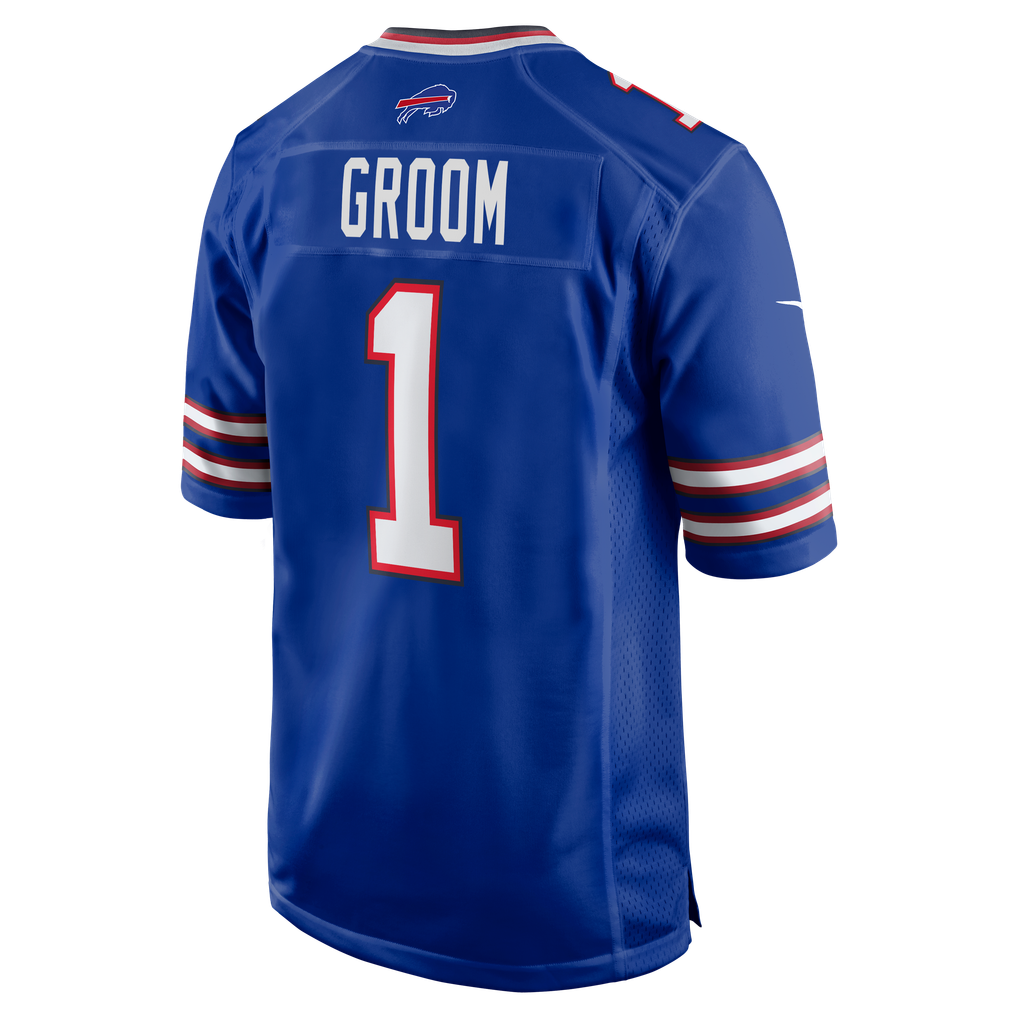 Men's Buffalo Bills Number 1 Groom Royal Game Jersey