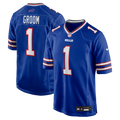 Men's Buffalo Bills Number 1 Groom Royal Game Jersey
