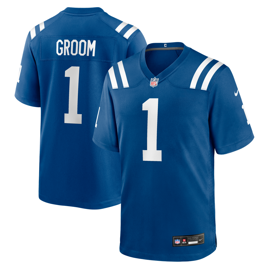 Men's Indianapolis Colts Number 1 Groom Royal Game Jersey