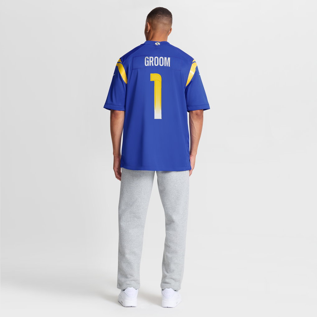 Men's Los Angeles Rams Number 1 Groom Royal Game Jersey