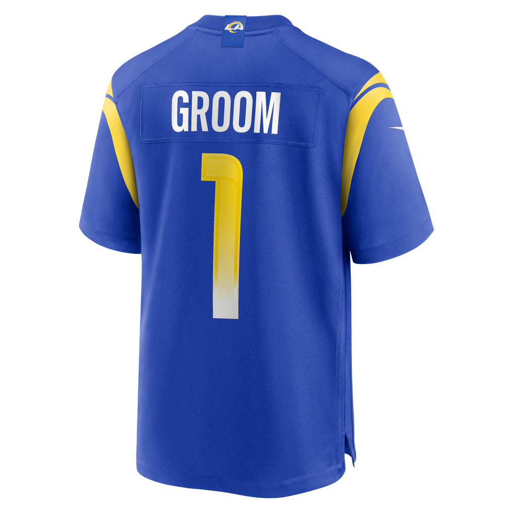 Men's Los Angeles Rams Number 1 Groom Royal Game Jersey