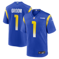 Men's Los Angeles Rams Number 1 Groom Royal Game Jersey