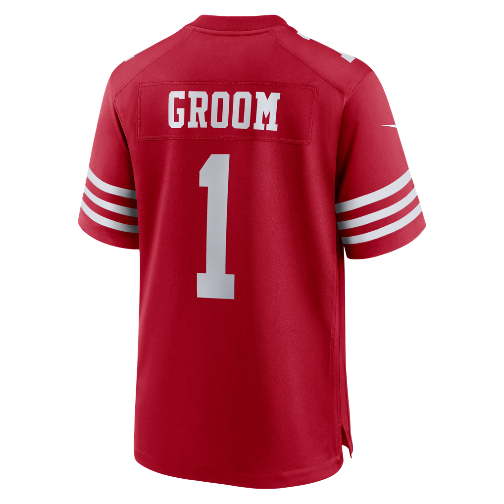 Men's San Francisco 49ers Number 1 Groom Scarlet Game Jersey