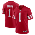Men's San Francisco 49ers Number 1 Groom Scarlet Game Jersey