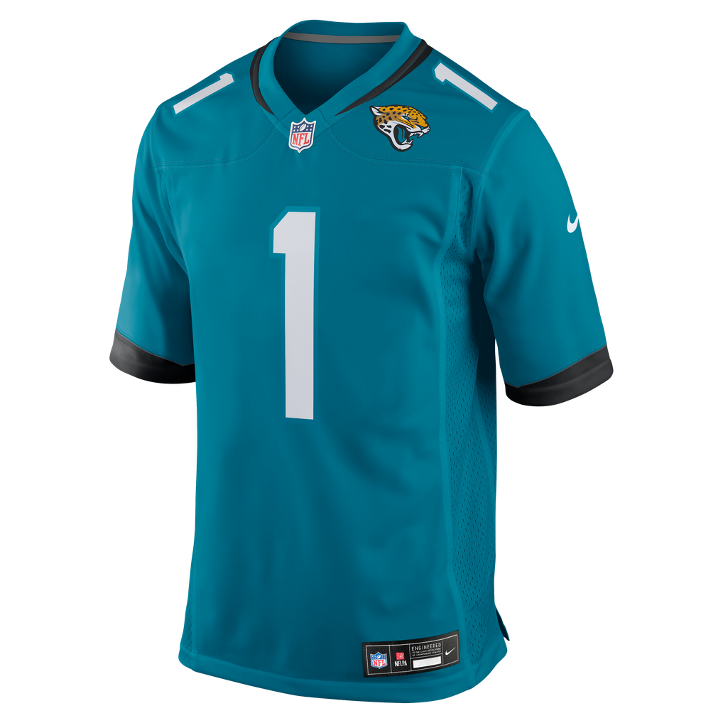 Men's Jacksonville Jaguars Number 1 Groom Teal Game Jersey
