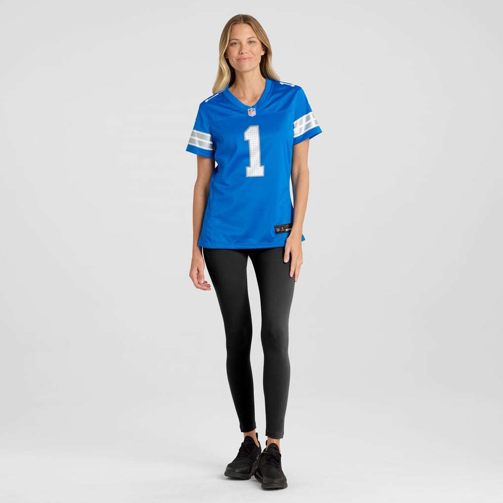 Men's Detroit Lions Number 1 Mom Blue Game Jersey