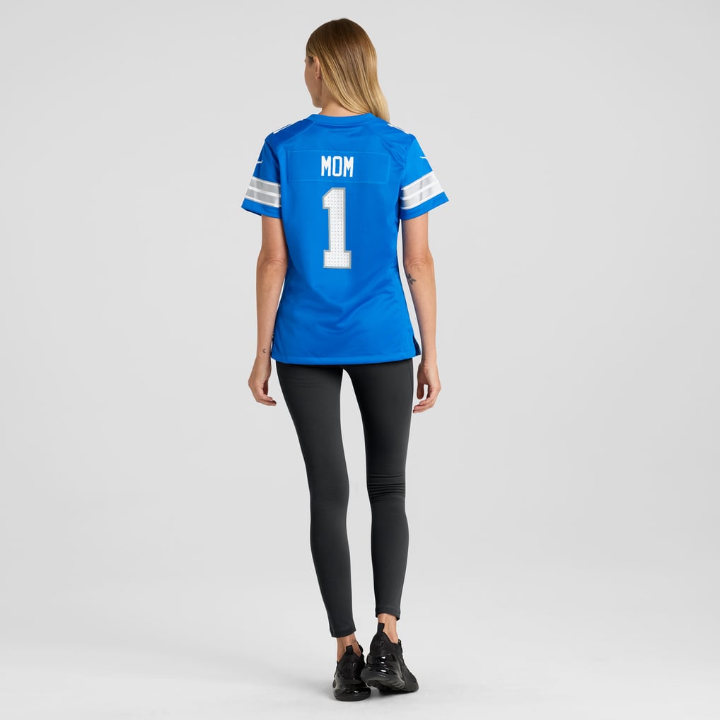 Men's Detroit Lions Number 1 Mom Blue Game Jersey