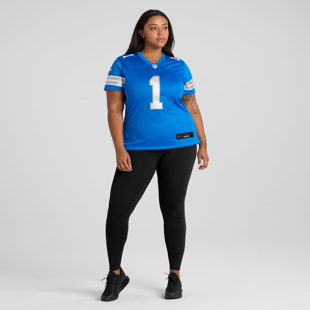 Men's Detroit Lions Number 1 Mom Blue Game Jersey