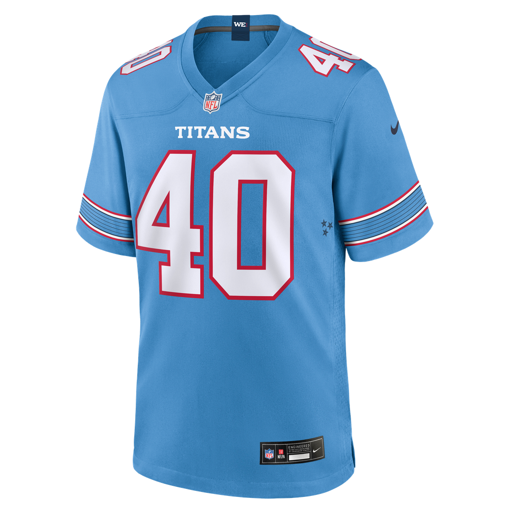 Men's Tennessee Titans Owen Pappoe Light Blue Team Game Jersey