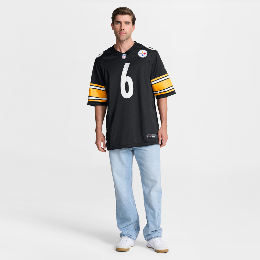 Men's Pittsburgh Steelers Patrick Queen Black Game Player Jersey