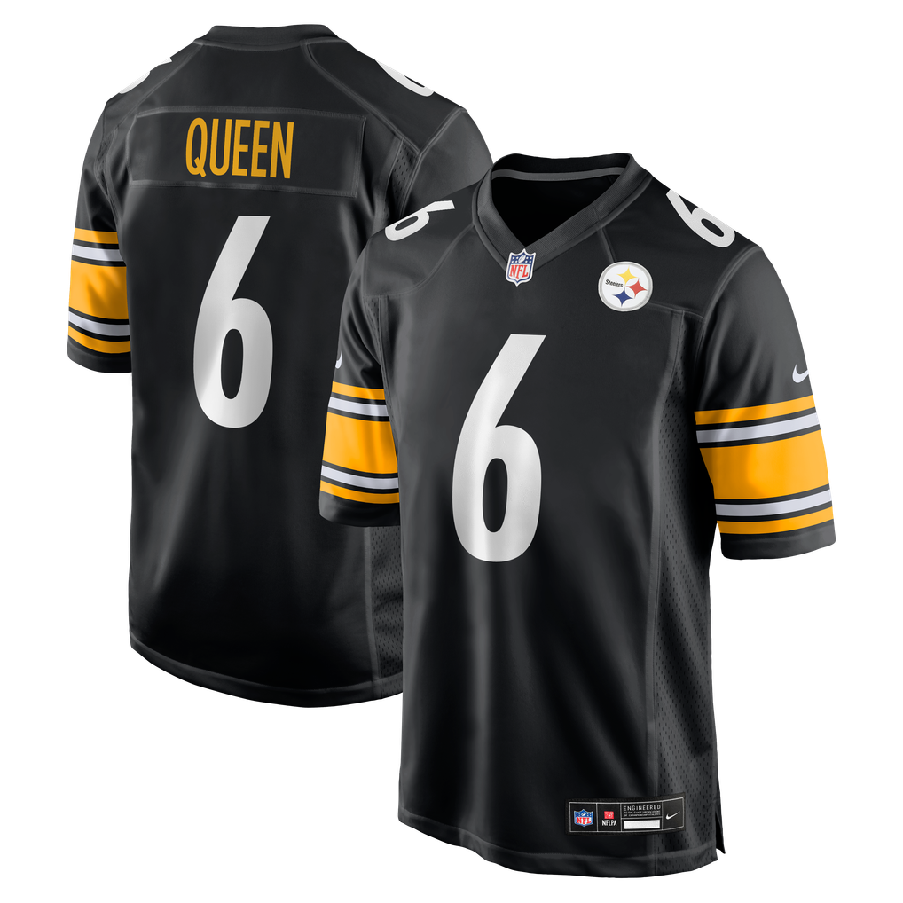 Men's Pittsburgh Steelers Patrick Queen Black Game Player Jersey