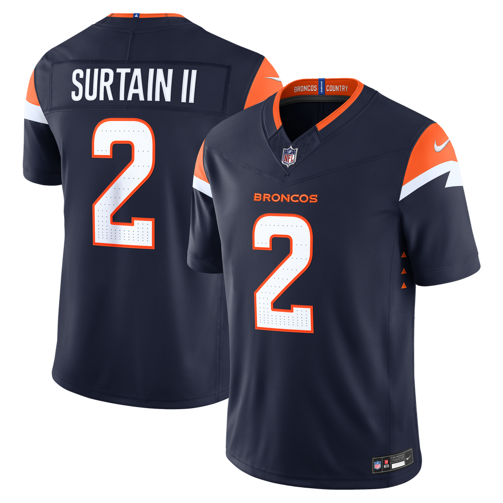 Men's Denver Broncos Patrick Surtain II Navy Alternate Vapor F.U.S.E. Stitched Limited Jersey