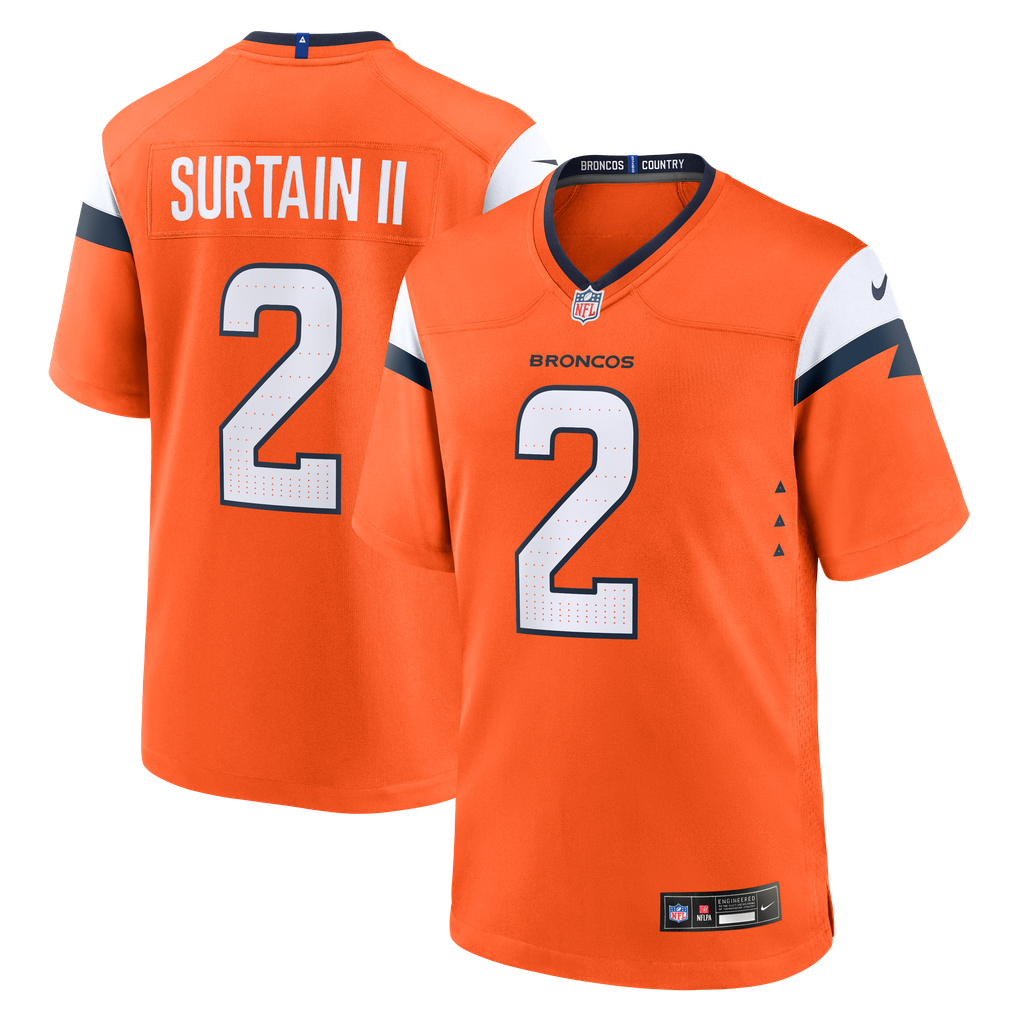 Men's Denver Broncos Patrick Surtain II Orange Team Game Jersey