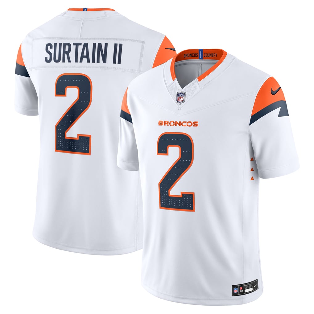 Men's Denver Broncos Patrick Surtain II White Vapor F.U.S.E. Stitched Limited Jersey