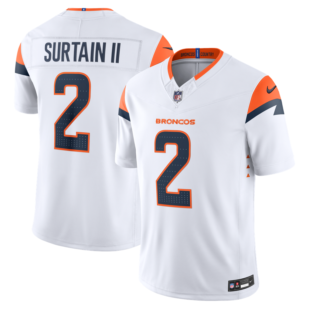 Men's Denver Broncos Patrick Surtain II White Vapor F.U.S.E. Stitched Limited Jersey