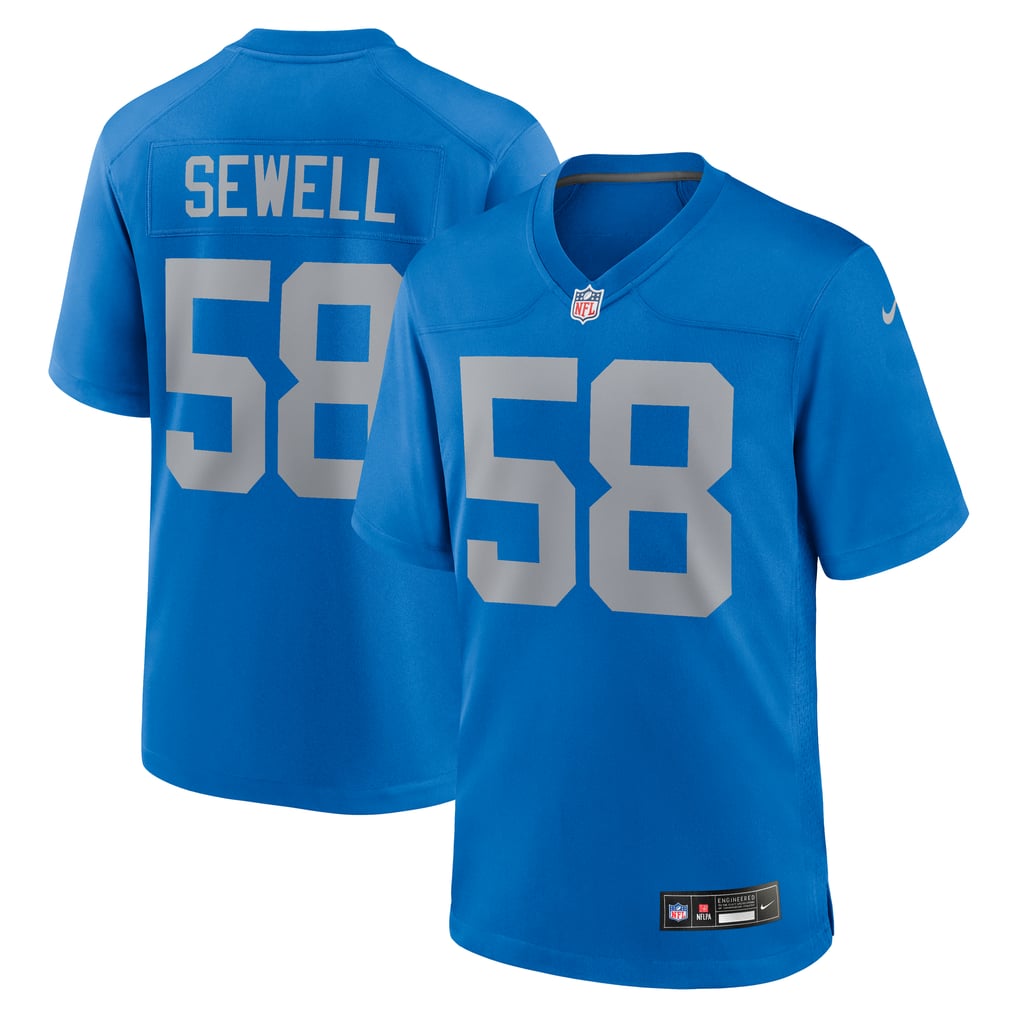 Men's Detroit Lions Penei Sewell Blue Alternate Game Jersey