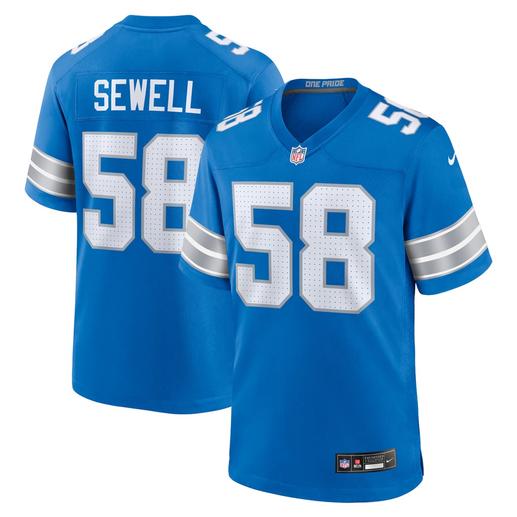 Men's Detroit Lions Penei Sewell Blue Game Jersey