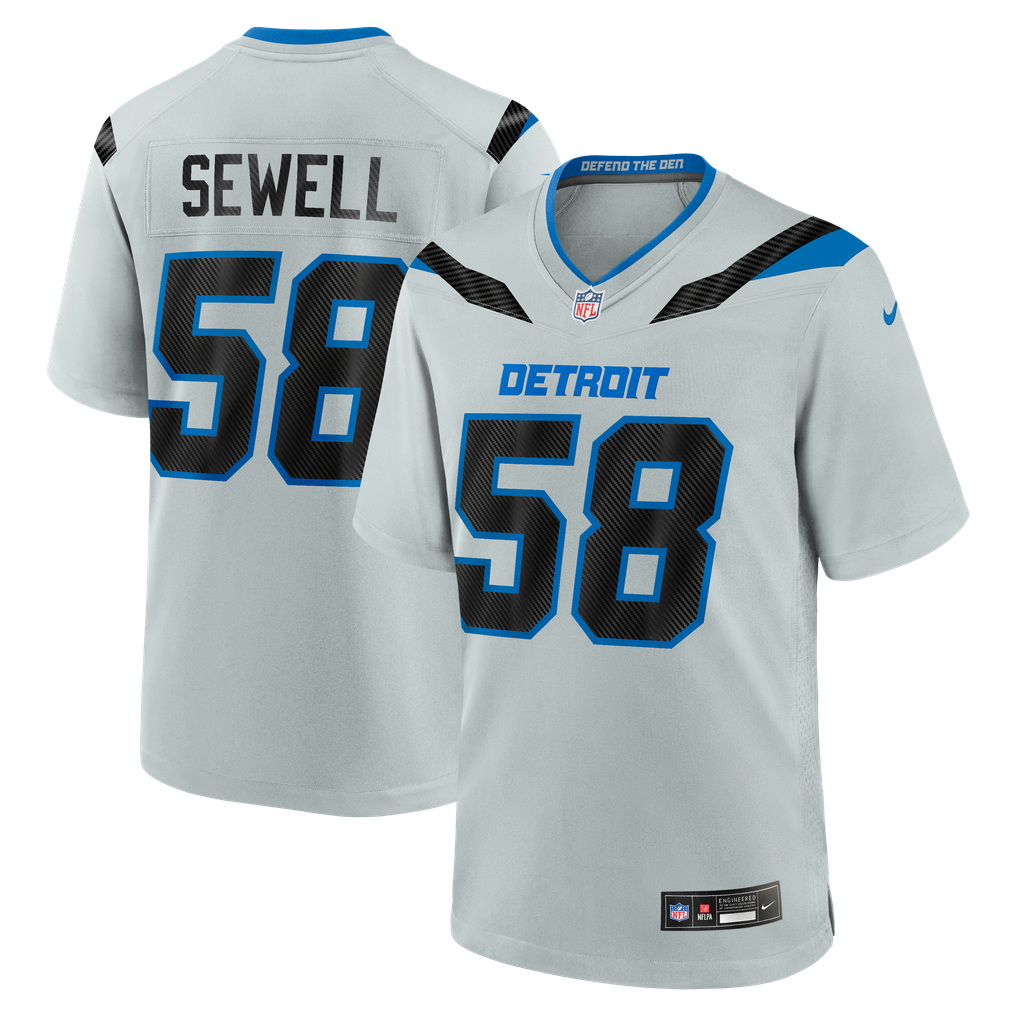 Men's Detroit Lions Penei Sewell Silver 2026 Rivalries Collection Game Jersey