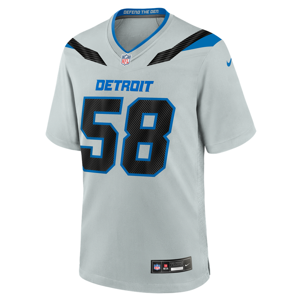 Men's Detroit Lions Penei Sewell Silver 2026 Rivalries Collection Game Jersey