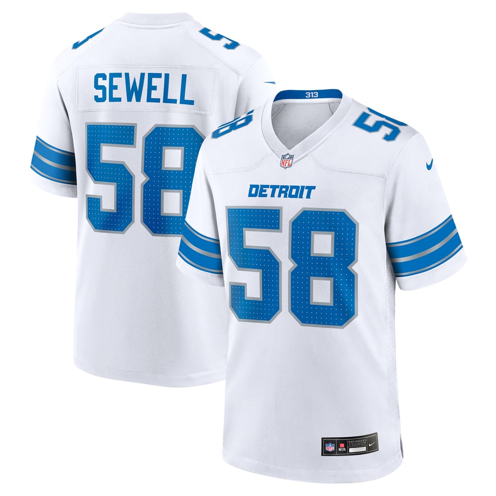 Men's Detroit Lions Penei Sewell White Game Jersey