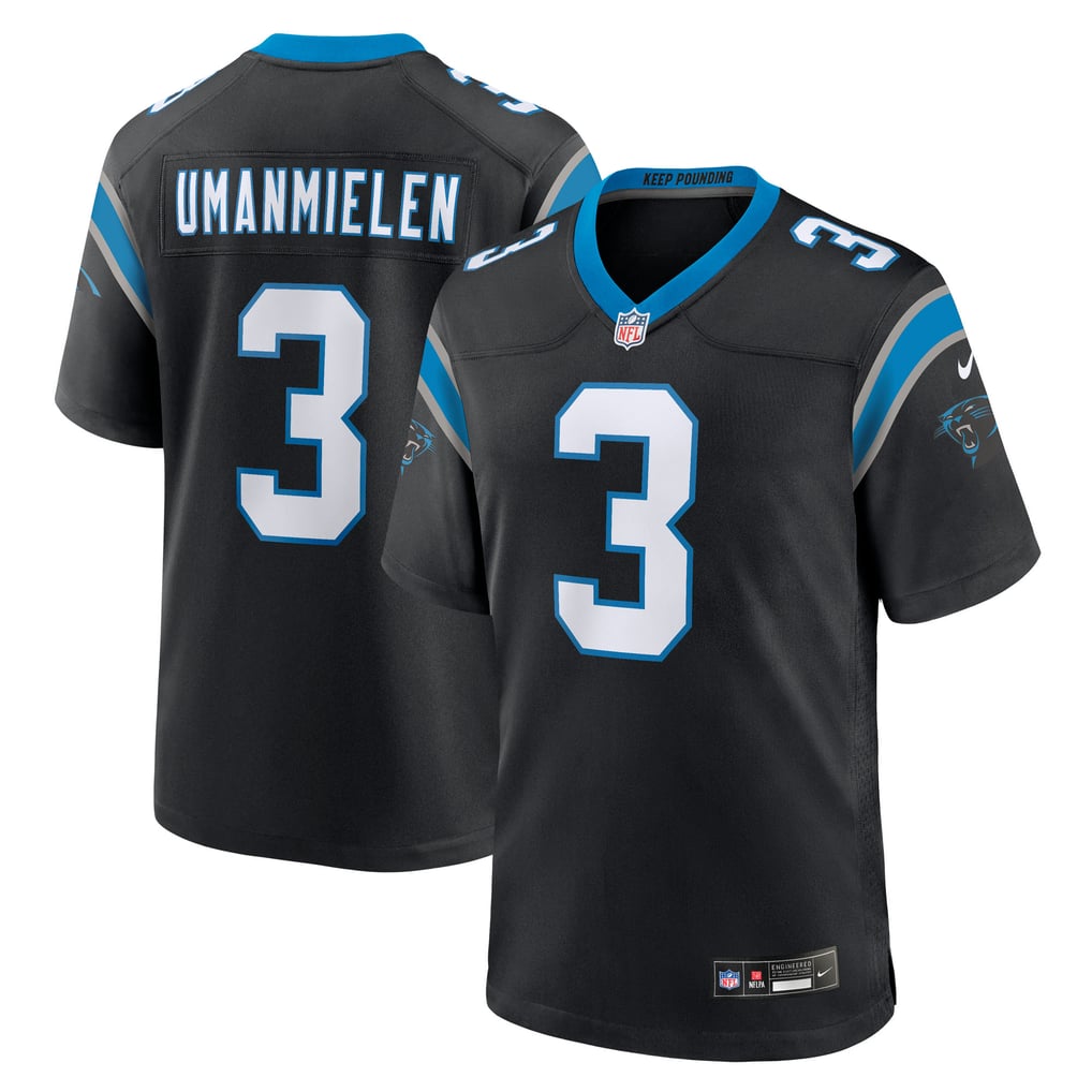 Men's Carolina Panthers Princely Umanmielen Black Team Game Jersey