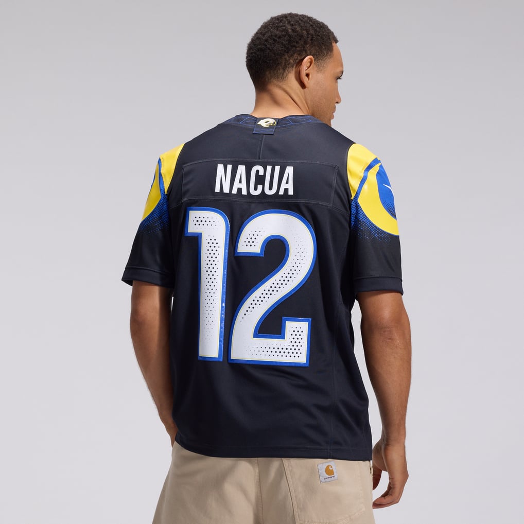 Men's Los Angeles Rams Puka Nacua Dark Blue Rivalries Collection Stitched Limited Jersey