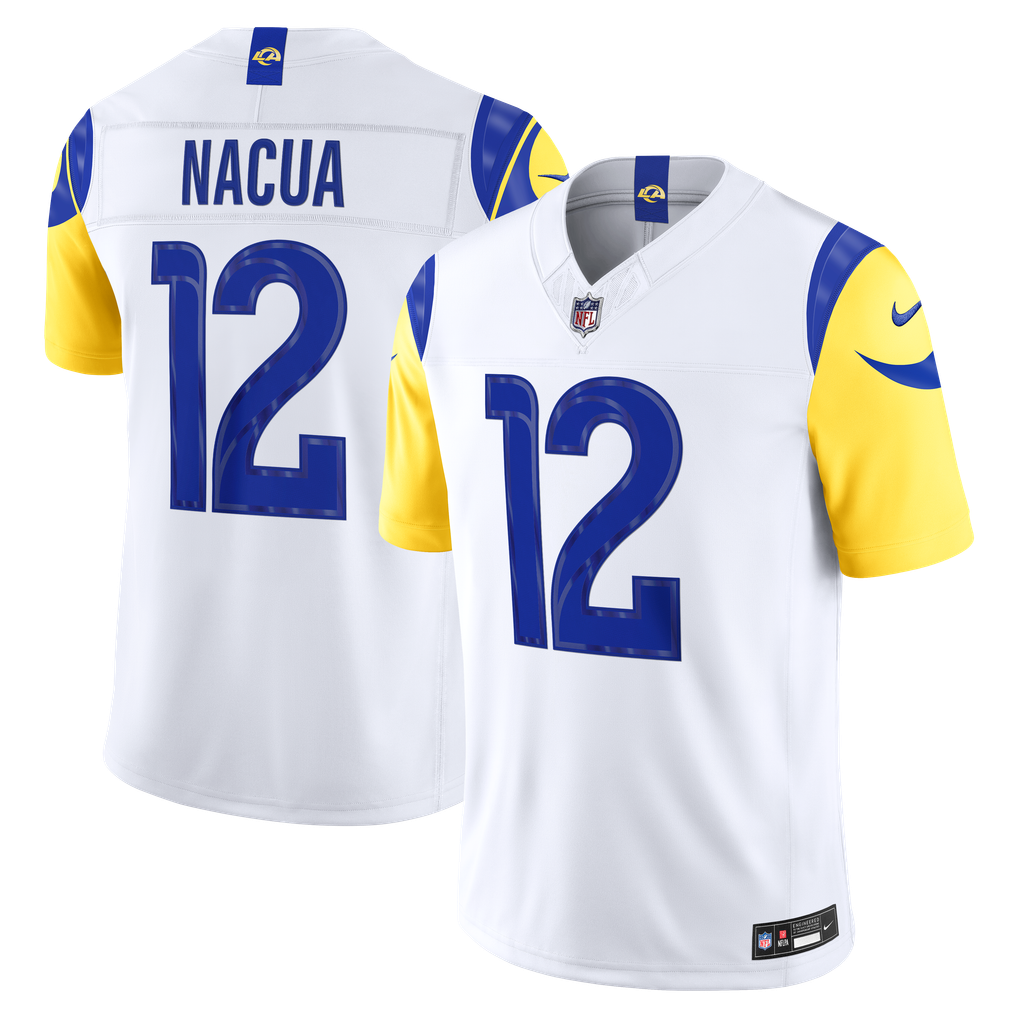 Men's Los Angeles Rams Puka Nacua White Vapor F.U.S.E. Stitched Limited Jersey