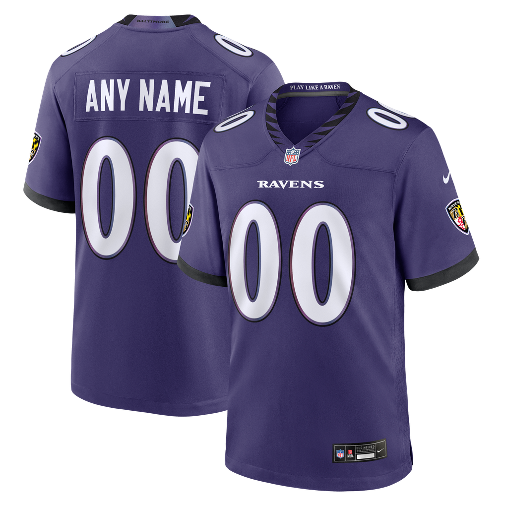 Men's Baltimore Ravens Purple Custom Game Jersey