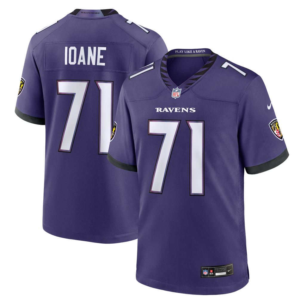 Men's Baltimore Ravens Olaivavega Ioane Purple Team Game Jersey