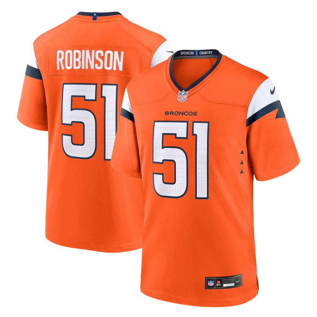 Men's Denver Broncos Que Robinson Orange Team Game Jersey