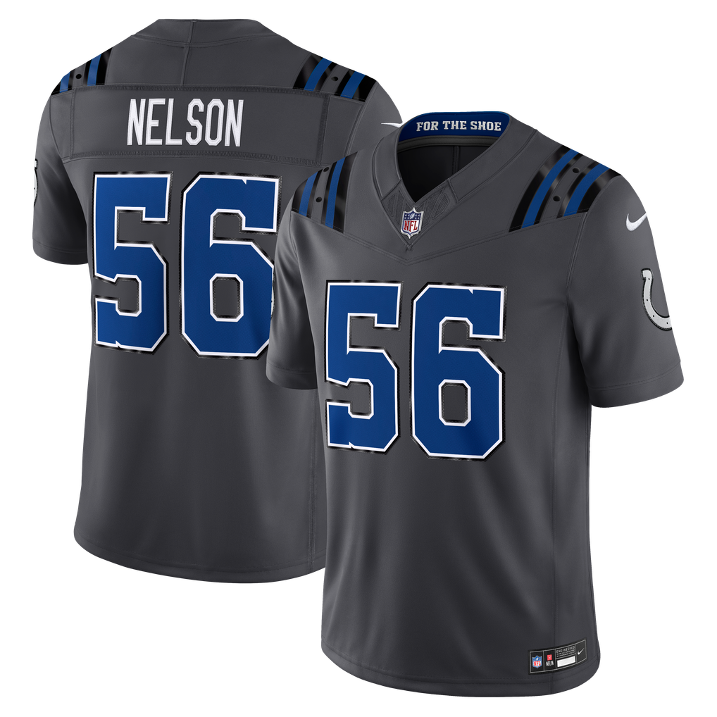 Men's Indianapolis Colts Quenton Nelson Anthracite 2026 Rivalries Collection Stitched Limited Jersey