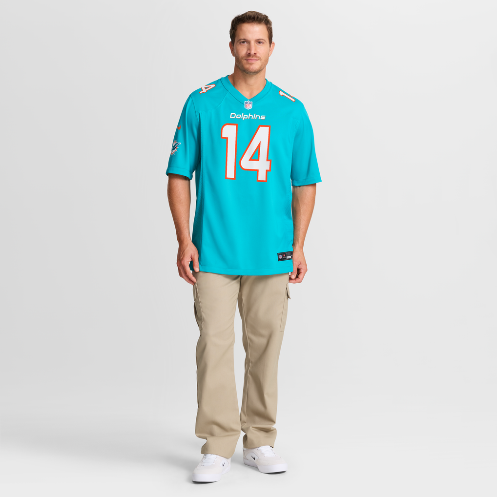 Men's Miami Dolphins Quinn Ewers Aqua Team Game Jersey