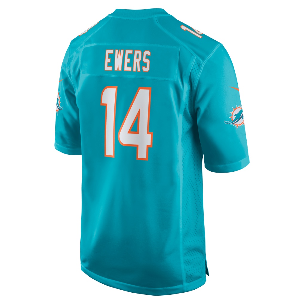 Men's Miami Dolphins Quinn Ewers Aqua Team Game Jersey