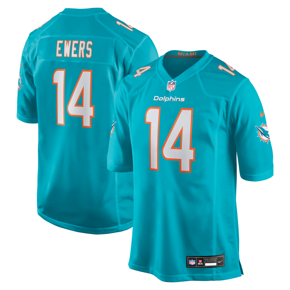Men's Miami Dolphins Quinn Ewers Aqua Team Game Jersey
