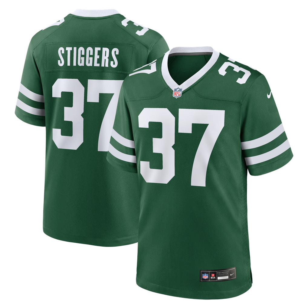 Men's New York Jets Qwan'tez Stiggers Legacy Green Team Game Jersey