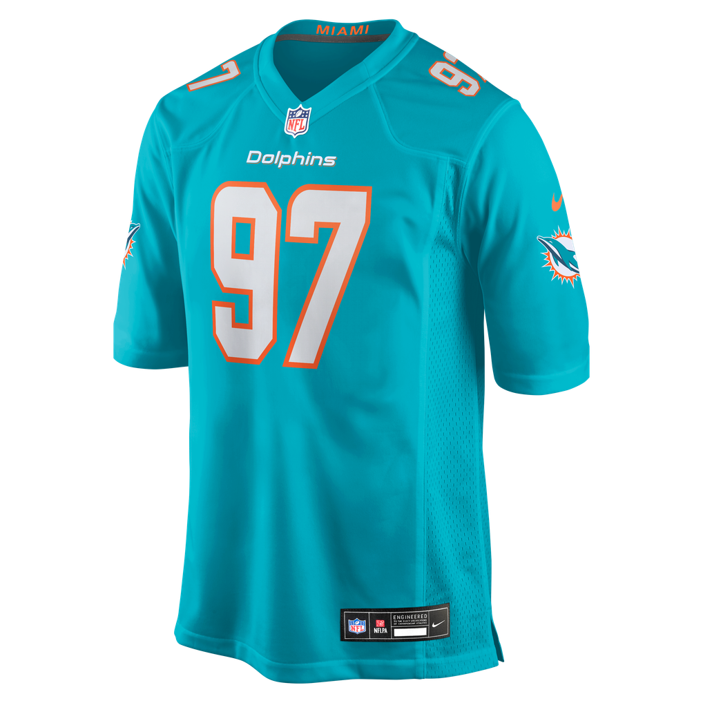 Men's Miami Dolphins Rashard Lawrence Aqua Team Game Jersey