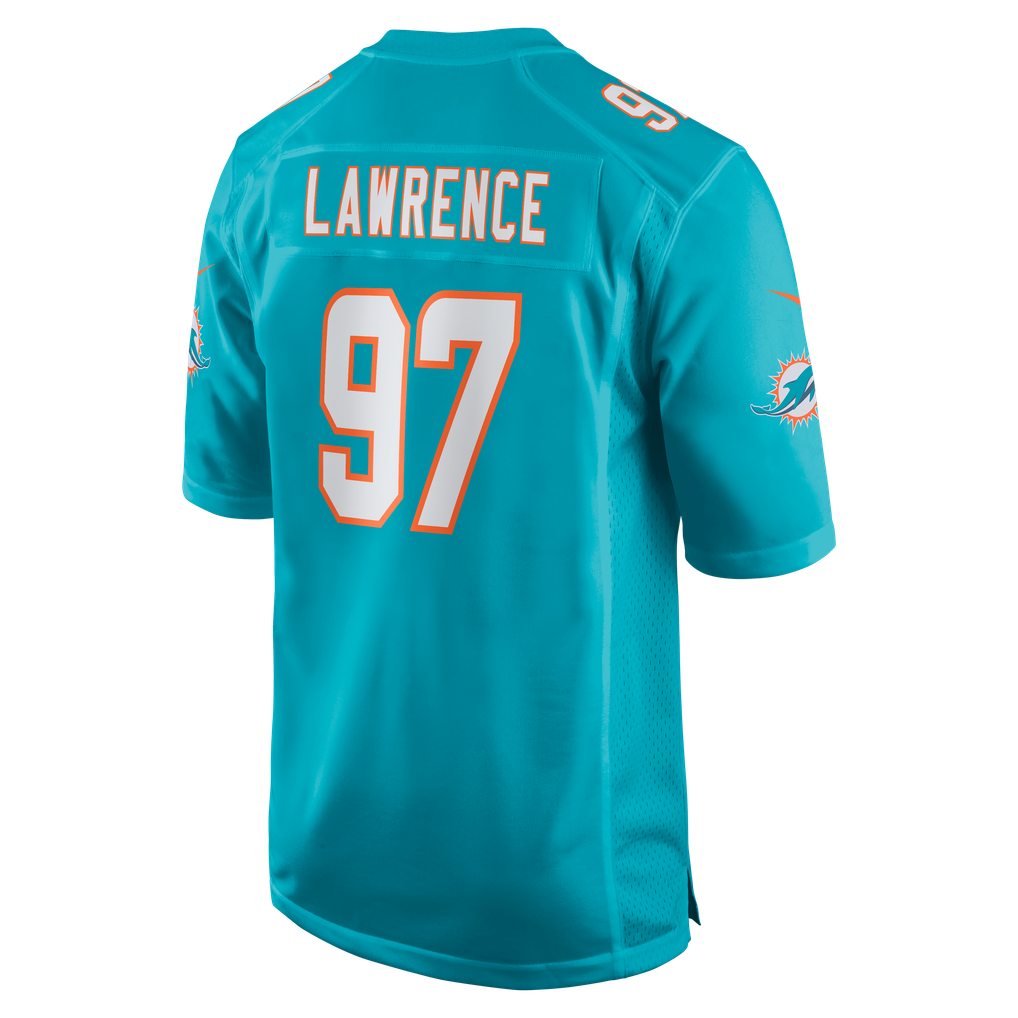 Men's Miami Dolphins Rashard Lawrence Aqua Team Game Jersey