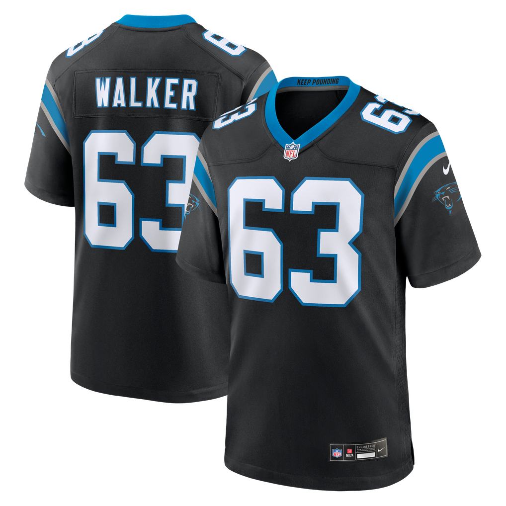 Men's Carolina Panthers Rasheed Walker Black Team Game Jersey