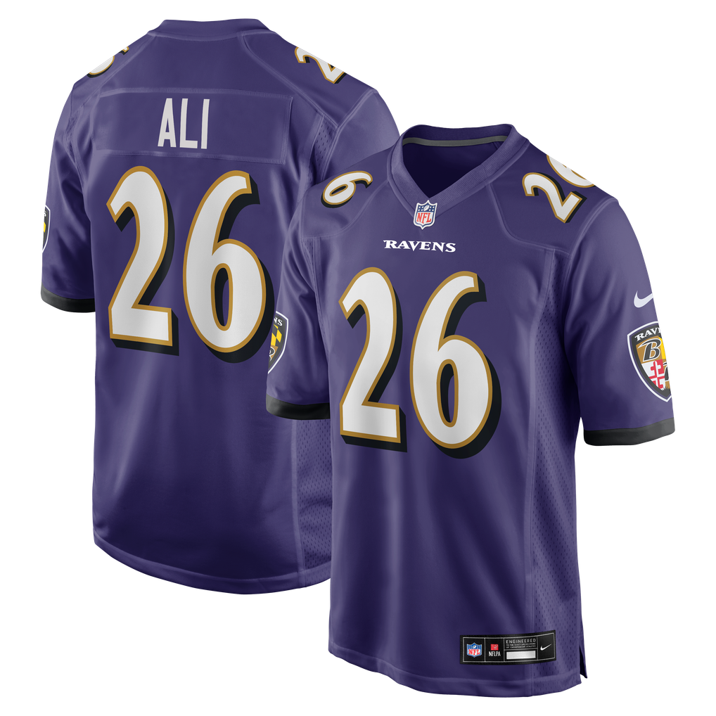 Men's Baltimore Ravens Rasheen Ali Purple Team Game Jersey