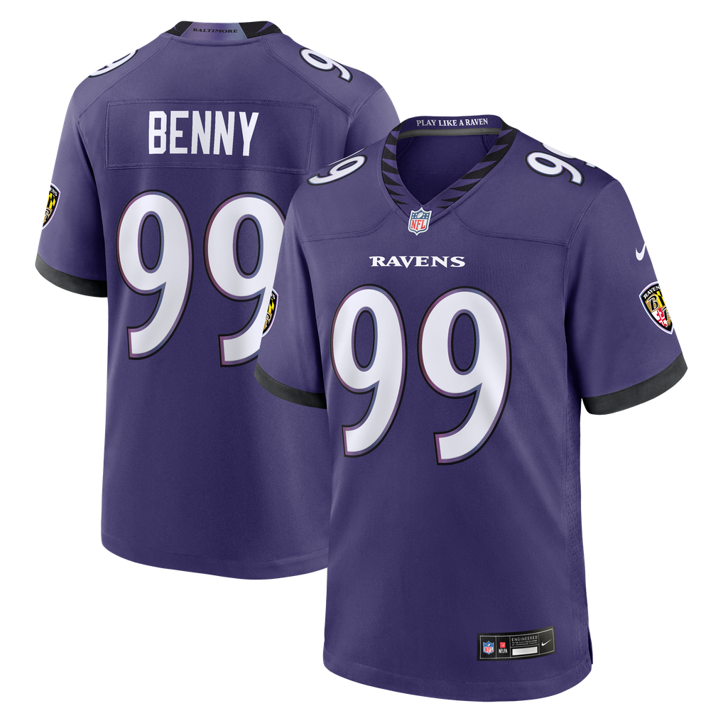 Men's Baltimore Ravens Rayshaun Benny Purple Team Game Jersey
