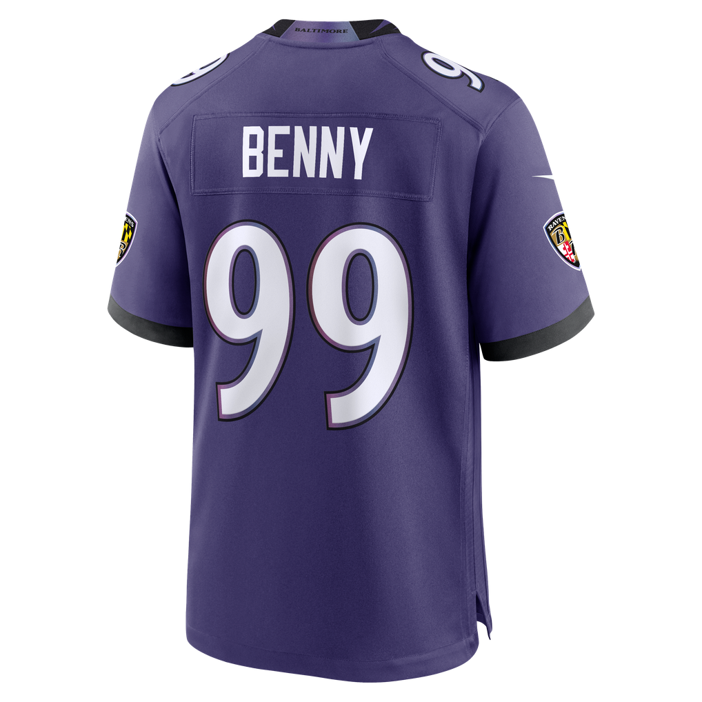 Men's Baltimore Ravens Rayshaun Benny Purple Team Game Jersey