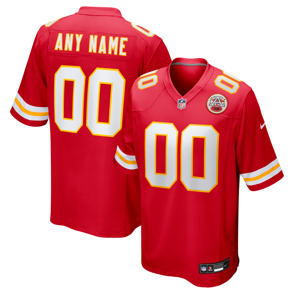 Men's Kansas City Chiefs Red Custom Game Jersey