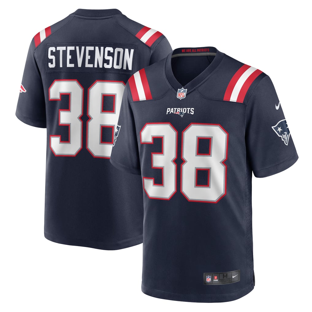 Men's New England Patriots Rhamondre Stevenson Navy Game Jersey