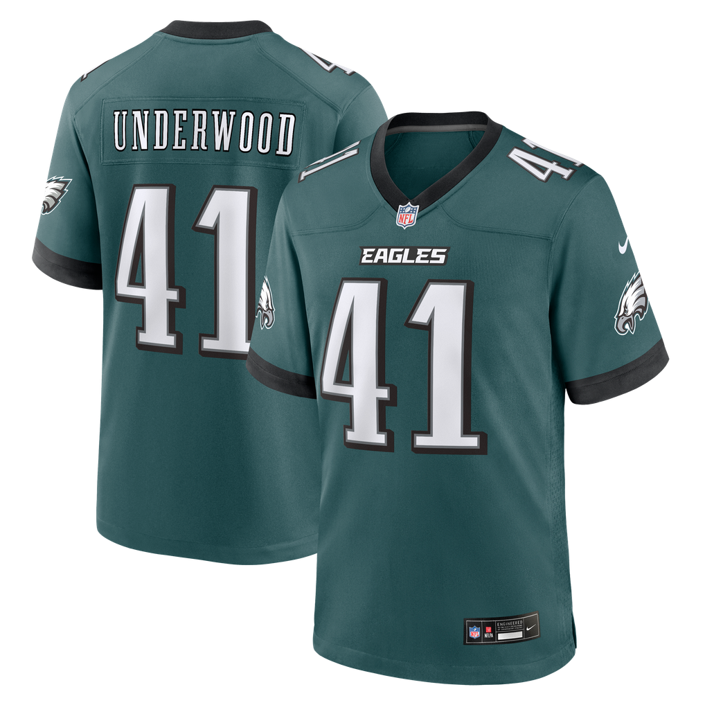 Men's Philadelphia Eagles Rocco Underwood Midnight Green Team Game Jersey