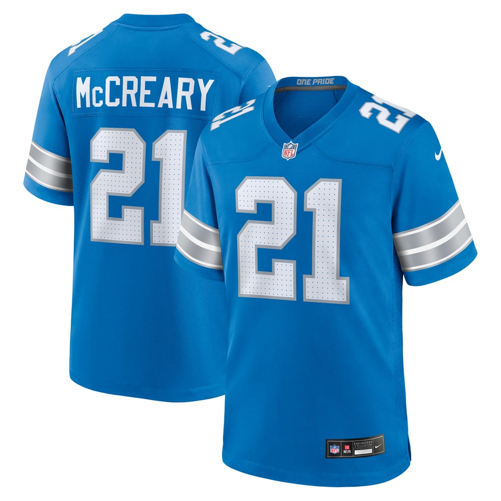 Men's Detroit Lions Roger McCreary Blue Team Game Jersey