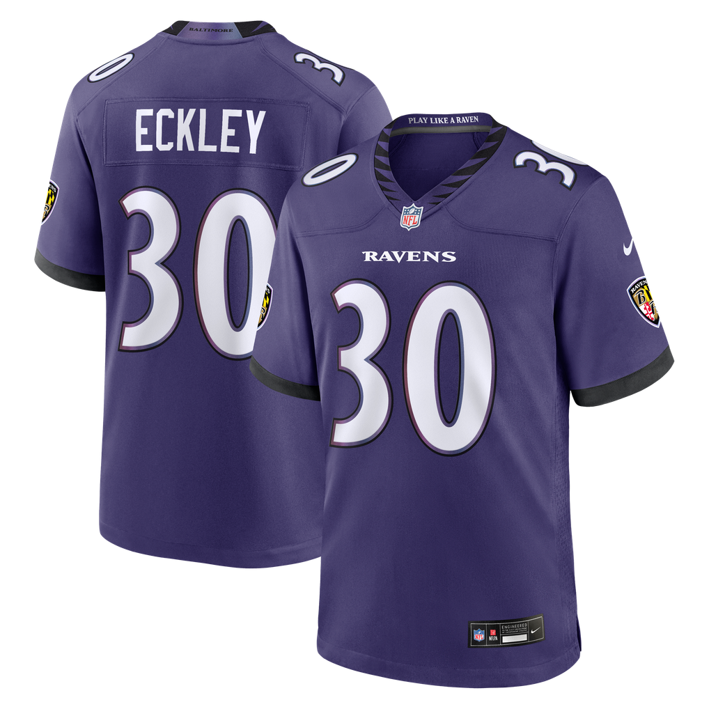 Men's Baltimore Ravens Ryan Eckley Purple Team Game Jersey