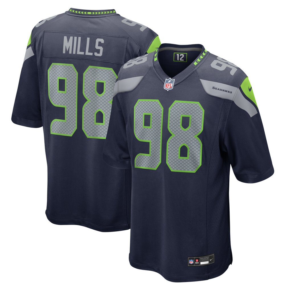 Men's Seattle Seahawks Rylie Mills College Navy Team Game Jersey