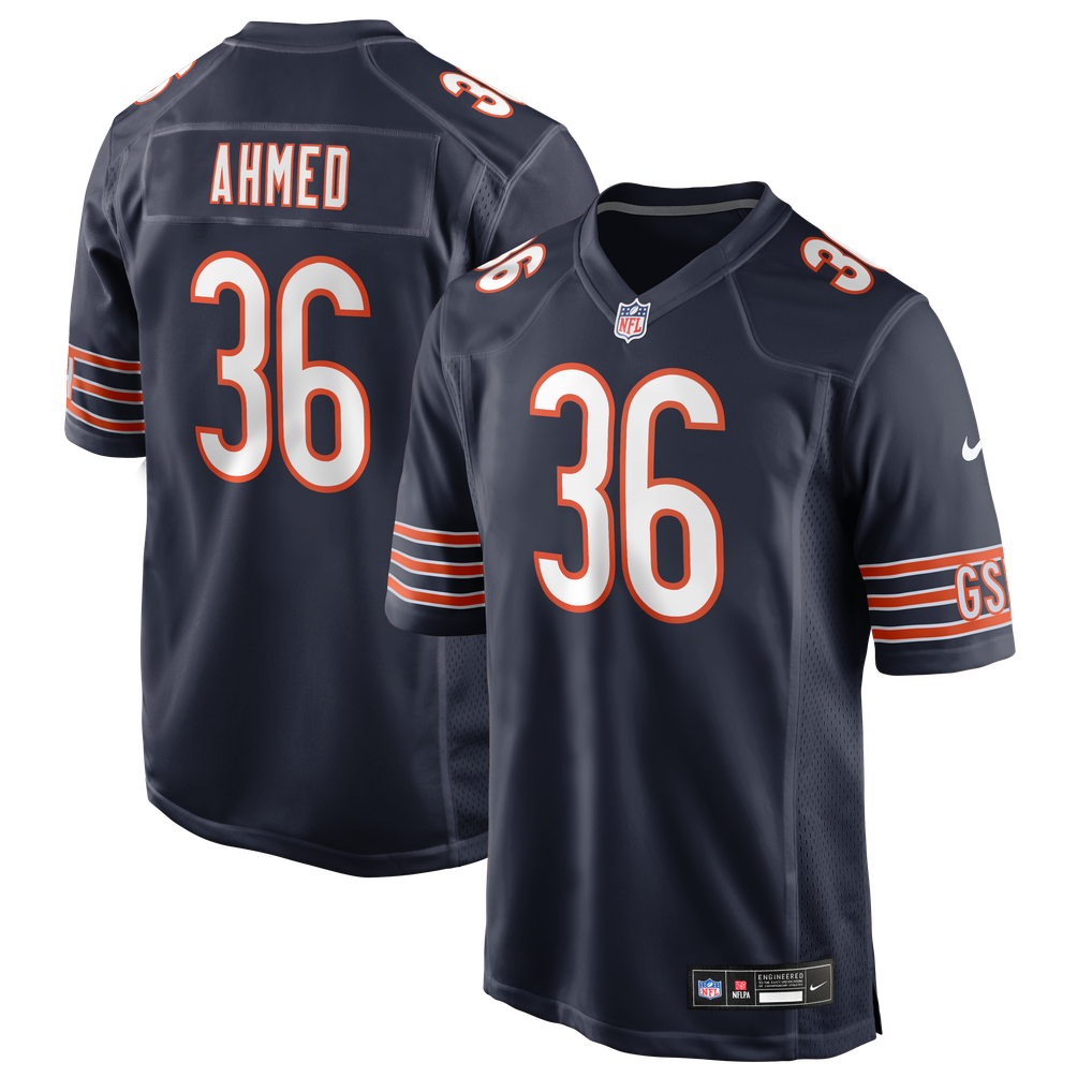 Men's Chicago Bears Salvon Ahmed Navy Team Game Jersey
