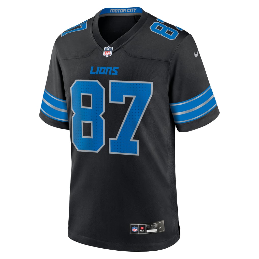 Men's Detroit Lions Sam LaPorta Black 2nd Alternate Game Jersey