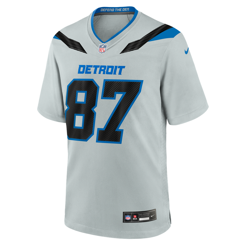 Men's Detroit Lions Sam LaPorta Silver 2026 Rivalries Collection Game Jersey